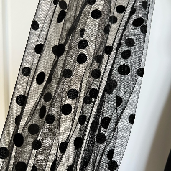 Plus Notch Neck Dobby Mesh Lantern Sleeve Belted dress - Picture 5 of 6